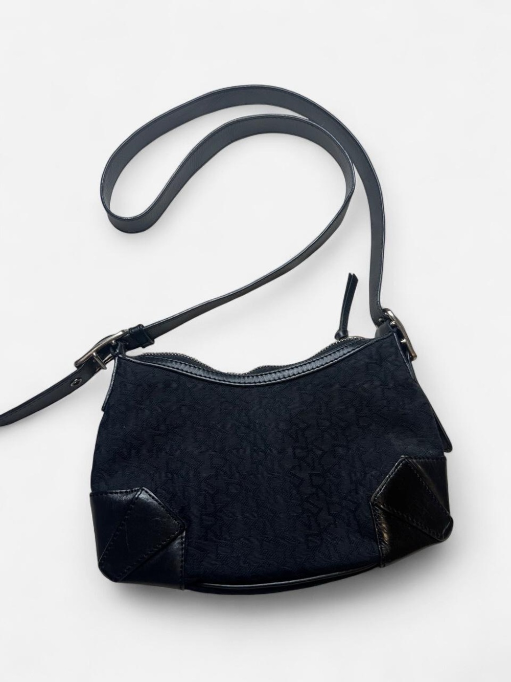 Black DKNY Shoulder Purse with Logo Pattern